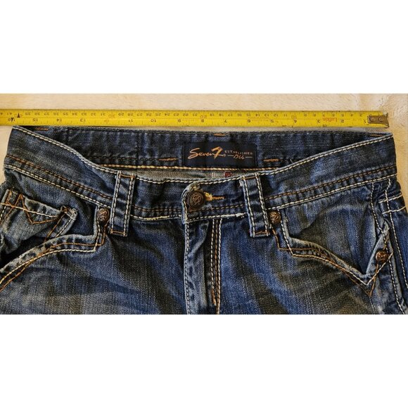 Seven 7 Embroidered Back Pockets Boot Cut Women’s Blue Denim Jeans Size 32"W - Picture 15 of 16